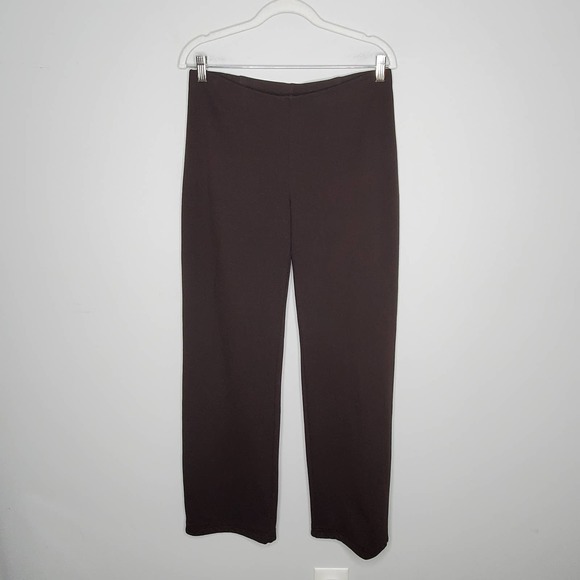 EILEEN FISHER Solid Brown Straight Leg Pull On Pants Sz Small S - Picture 2 of 9